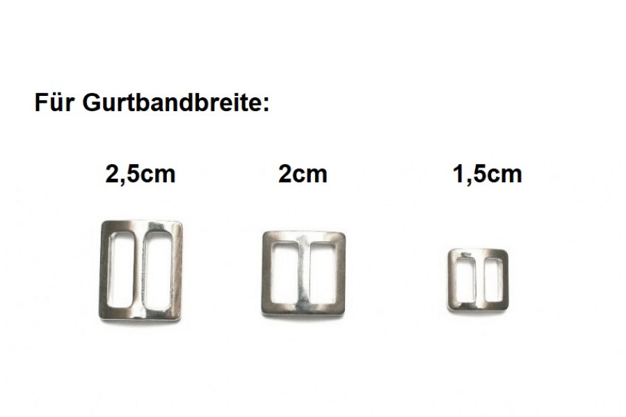 1 Stk Schieber Metall viereckig gebogen - Größenwahl 15, 20 oder 25mm